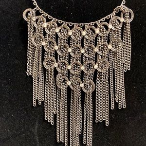 Gunmetal and rhinestone statement necklace